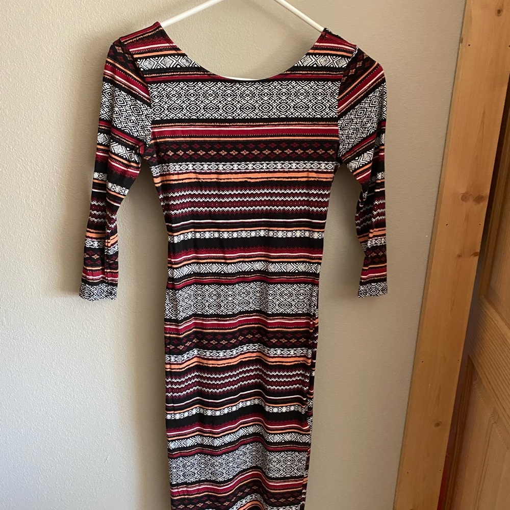 Striped Bodycon Midi Dress - Multi Color